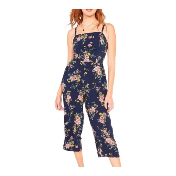 Old Navy Square Neck Cami Jumpsuit Cropped Beach Vacation Size XXL Ditsy Floral - Picture 1 of 11